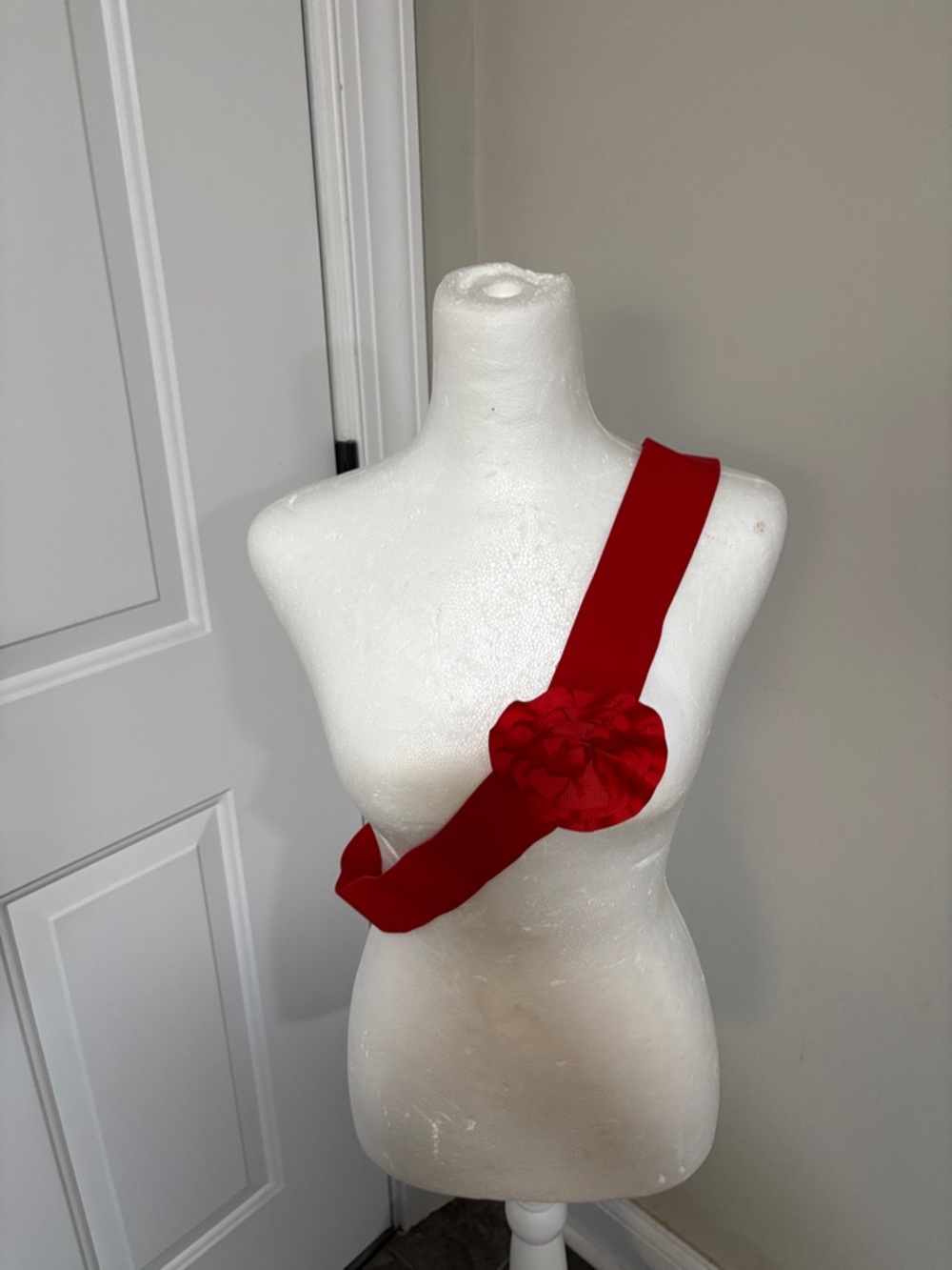 Red Satin Flower Belt